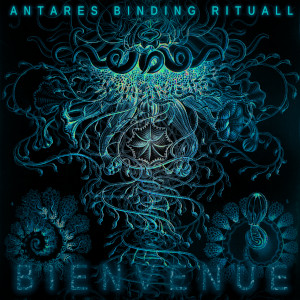 cover art for the track Bienvenue, it reads Antares Binding Rituall, Bienvenue, and shows a montage of old drawings of siphonophorae in shades of blue